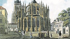 Na vedut� m��ete vid�t, jak vypadalo Ji�ské nám�stí na Pra�ském hrad� na...