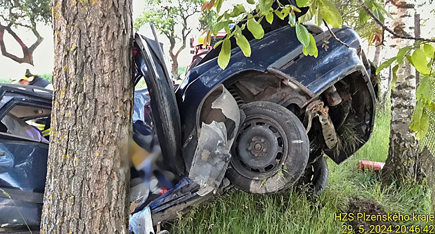 Řidička vyjela ze silnice a narazila do stromu, na místě zemřela