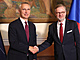 Generální tajemník NATO Jens Stoltenberg a premiér Petr Fiala. (30. kvtna 2024)