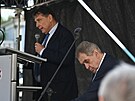 Jií Paroubek a Milo Zeman na mítinku v Teplicích