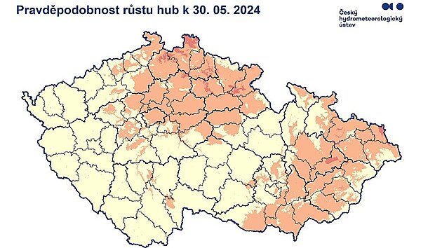 Pravd�podobnost v�skytu hub k 30. 5. 2024