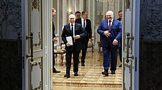 Bloruský prezident Alexander Lukaenko a ruský prezident Vladimir Putin v...