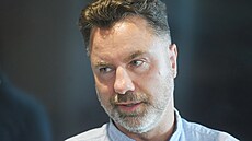 Tiskovka HC Slovan Úste�tí Lvi, 29. kv�tna 2024.  Pavel �íma, jeden ze t�í...