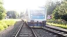 Vykolejený vlak v Adrpachu na Náchodsku (29.5.2024).