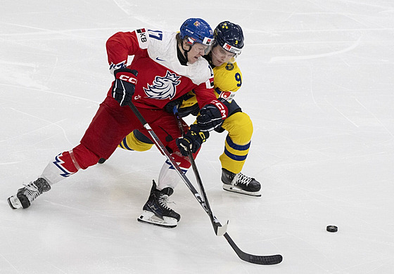 Sebastián Redlich se dere za pukem b�hem semifinále juniorského MS.