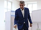 Andrej Babi vhazuje volební lístek do urny. (7. ervna 2024)