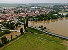 Nsledky velk vody na Radbuze u Doban. Voda se tu rozlila po okolnch...