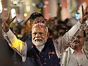Nové Dillí. Indický premiér Nárendra Módí slaví vítzství v parlamentních...