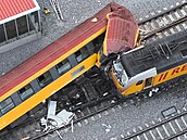 Následky sráky vlak v Pardubicích. (6. ervna 2024)
