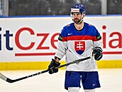 Slovenský obránce Mário Grman na svtovém ampionátu v hokeji.