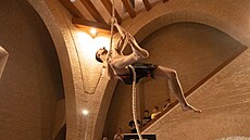 Sv�tový rekordman ve �plhu na lan� Mat�j Cigl p�i závodu na brn�nském...