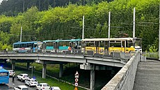 Pohled na místo sráky dvou tramvají v ruském Kemerovu. (6. ervna 2024)