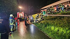V bavorském mst Schwäbisch Gmünd vykolejil vlak. (1. ervna 2024)