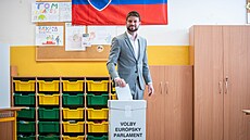 Pedseda strany Progresivní Slovensko (PS) Michal imeka pi volbách do...