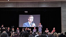 Ministr dopravy Martin Kupka (ODS) p�i setkání ohledn� chystané rychlodráhy z...