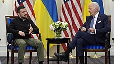 Americký prezident Joe Biden na setkání s ukrajinským prezidentem Volodymyrem...