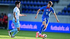 Slovenský zálo�ník Tomá� Rigo b�hem p�ípravného utkání reprezentace p�ed Eurem.