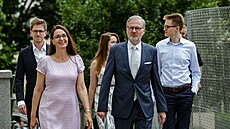 Premiér Petr Fiala 7. �ervna 2024 odvolil v evropských volbách. Dorazil s celou...