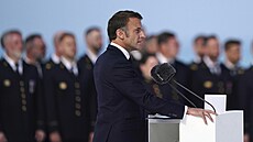 Francouzský prezident Emmanuel Macron hovo�í na mezinárodním vzpomínkovém...