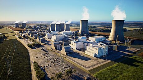 Vizualizace dvou nových blok EPR1200 v jaderné elektrárn Dukovany