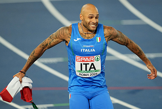 Italský sprinter Marcell Jacobs na mítinku v Turku.