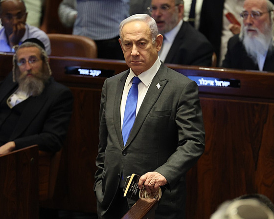 Izraelský premiér Benjamin Netanjahu v Knessetu (9. ervna 2024)
