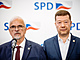 Ivan David  a Tomio Okamura (SPD) na tiskové konferenci strany k výsledkm...