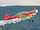 Dvoumístný sportovní a akarobatický Suchoj Su-29 p�edvedl v akci pilot Jan...