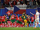 Portugalská radost po vítzném gólu proti esku.