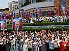 Oficiální uvítací ceremoniál na námstí Kim Ir-sena v severokorejském...