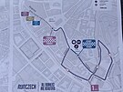 Mapa trasy rodinnho bhu, jen je soust Olomouckho plmaratonu.