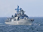 Ruský torpédoborec Admirál Levenko v Barentsov moi (24. kvtna 2024)