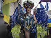 Pochod hrdosti sexuálních menin v Kyjev. Uskutenil se poprvé od ruské invaze...