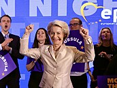 Pedsedkyn Evropské komise Ursula von der Leyenová slaví výsledky voleb v...