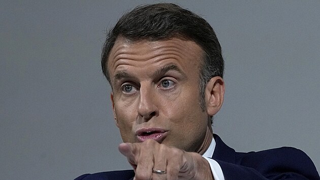 Emmanuel Macron na tiskov konferenci vysvtlil dvody vyhlen pedasnch legislativnch voleb. (12. ervna 2024)