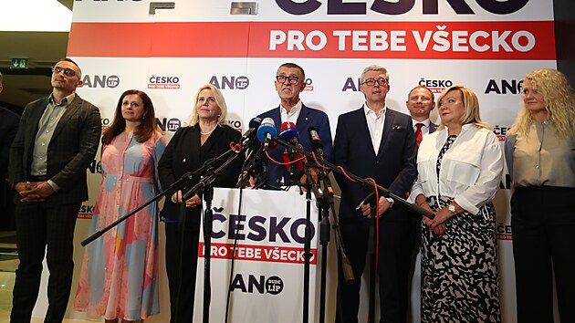 Andrej Babi na tiskov konferenci ANO po vyhlen vsledk voleb do Evropskho parlamentu. (9. ervna 2024)