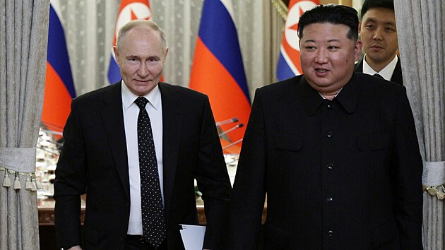 Rusk prezident Vladimir Putin a severokorejsk vdce Kim ong-un (19. ervna 2024)