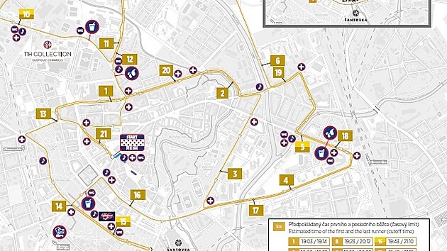 Mapa trasy Olomouckho plmaratonu.