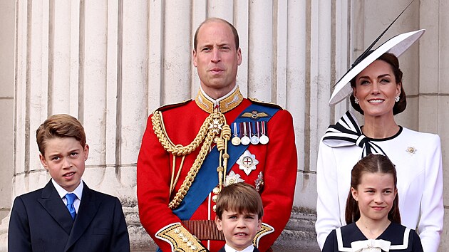 Princ George, princ William, princ Louis, princezna Kate a princezna Charlotte na oslav�ch Trooping the Colour v Lond�n� (15. �ervna 2024)