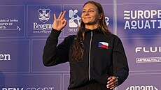Barbora Seemanová pi slavnostním ceremoniálu na mistrovství Evropy. Pro zlato...