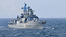 Ruský torpédoborec Admirál Levenko v Barentsov moi (24. kvtna 2024)