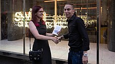 Ivan Bartoš a Markéta Gregorová po vyhlášení výsledků voleb do Evropského...