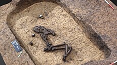 3D model hrobu v dlouhé mohyle, kterou objevili archeologové na trase budoucí...