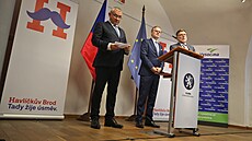 Na tiskové konferenci po jednání vlády v Havlíkov Brod premiér Petr Fiala,...