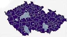 Jiné barvy ne� tmav� modrá pro hnutí ANO a �ediv� modrá pro koalici SPOLU se...