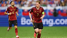 Kapitán Belgie Kevin De Bruyne v utkání se Slovenskem.