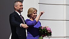 Inaugurace nového slovenského prezidenta. Peter Pellegrini po boku své...