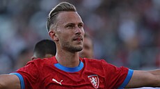 �eský fotbalista Antonín Barák se raduje z vít�zného gólu na 2:1 v p�ípravném...