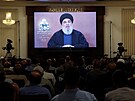 Vdce íitského teroristického hnutí Hizballáh Hasan Nasralláh v televizním...
