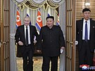 Ruský prezident Vladimir Putin (vlevo) a severokorejský vdce Kim ong-un...